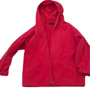 Vintage J. Crew 100% Cotton Red Utility  Hooded Jacket